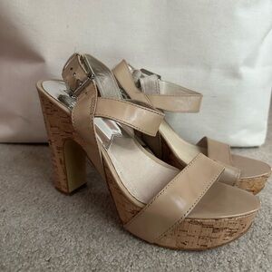 Michael Kors Tan Platform Sandals with Cork Wedge